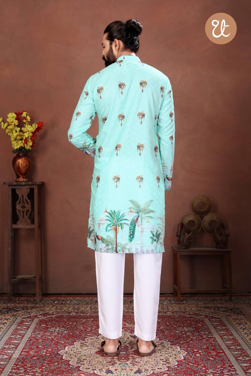 Th Aavyaar Vol 2 Muslin Cotton Embroidery Work Mens Kurta Payjama