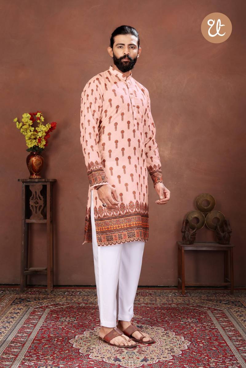 Th Aavyaar Vol 2 Muslin Cotton Embroidery Work Mens Kurta Payjama