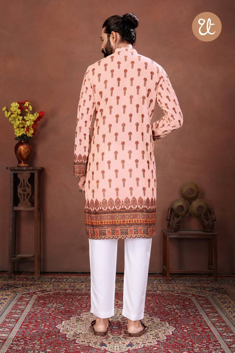 Th Aavyaar Vol 2 Muslin Cotton Embroidery Work Mens Kurta Payjama