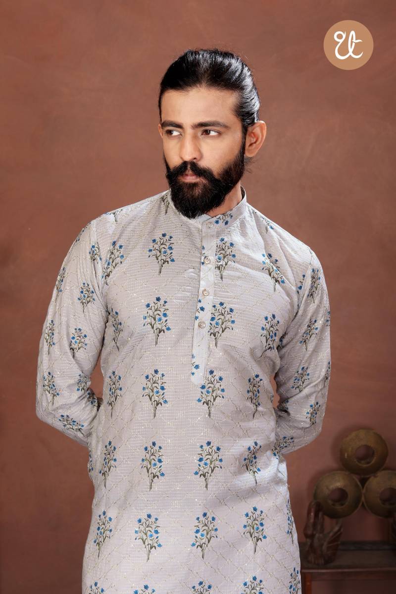 Th Aavyaar Vol 2 Muslin Cotton Embroidery Work Mens Kurta Payjama