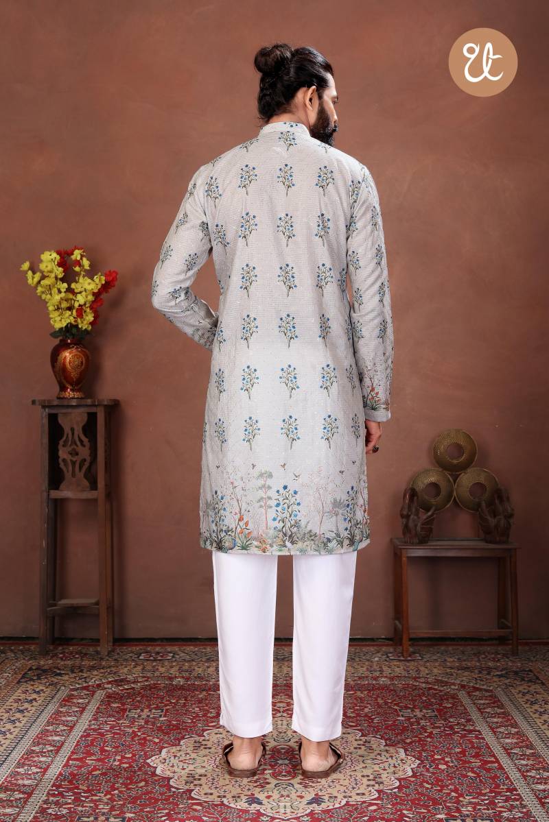Th Aavyaar Vol 2 Muslin Cotton Embroidery Work Mens Kurta Payjama