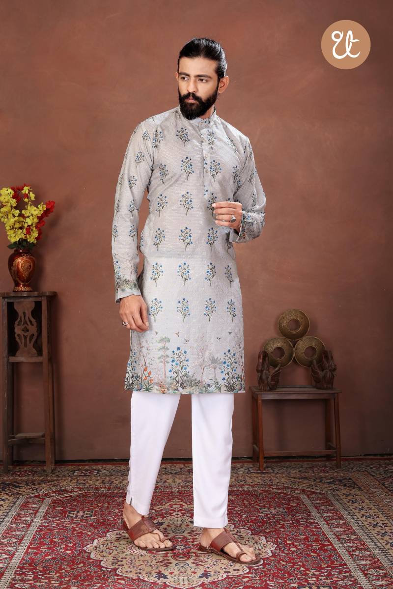 Th Aavyaar Vol 2 Muslin Cotton Embroidery Work Mens Kurta Payjama