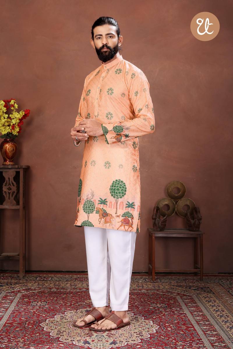 Th Aavyaar Vol 2 Muslin Cotton Embroidery Work Mens Kurta Payjama