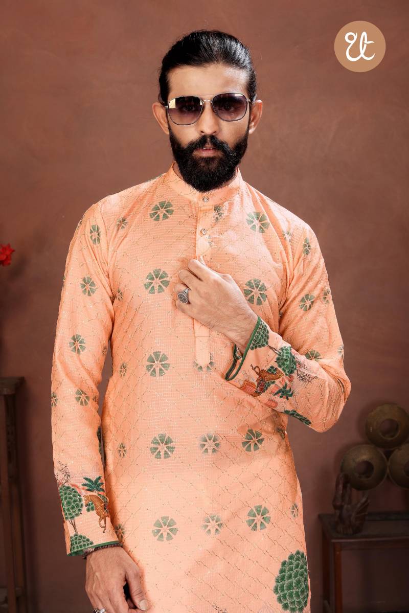 Th Aavyaar Vol 2 Muslin Cotton Embroidery Work Mens Kurta Payjama