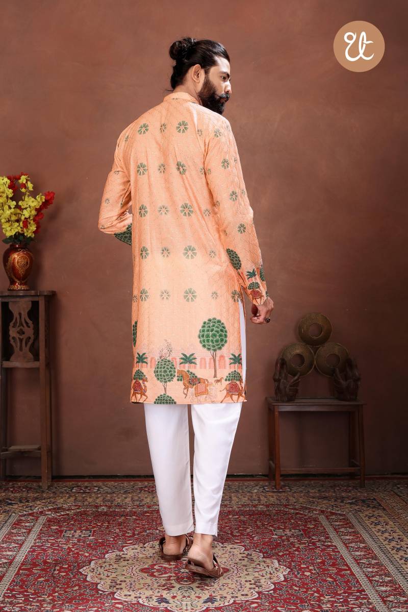Th Aavyaar Vol 2 Muslin Cotton Embroidery Work Mens Kurta Payjama