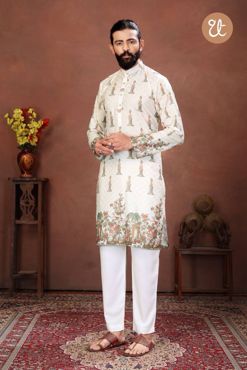 Th Aavyaar Vol 2 Muslin Cotton Embroidery Work Mens Kurta Payjama