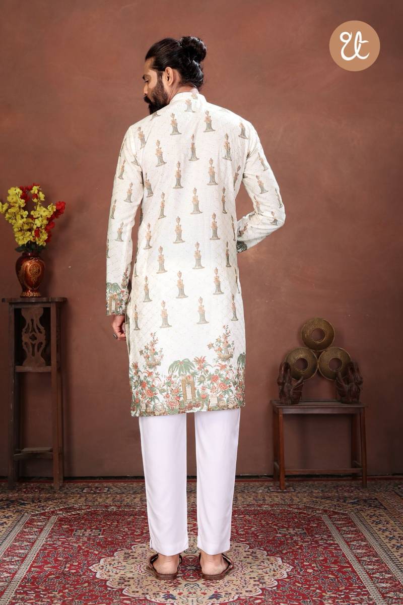 Th Aavyaar Vol 2 Muslin Cotton Embroidery Work Mens Kurta Payjama