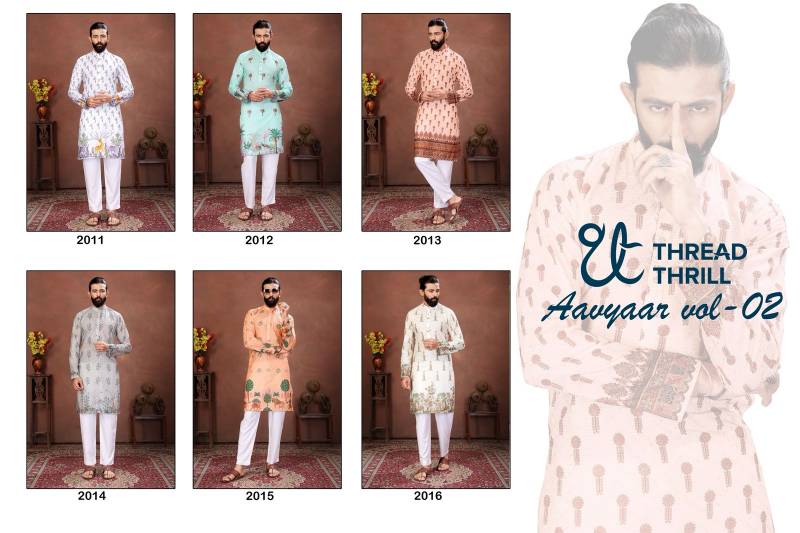 Th Aavyaar Vol 2 Muslin Cotton Embroidery Work Mens Kurta Payjama