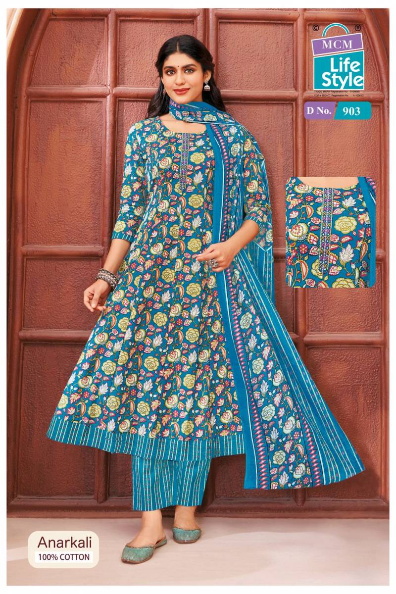 Mcm Anarkali Vol 9 Readymade Cotton Printed Kurti With Bottom Dupatta