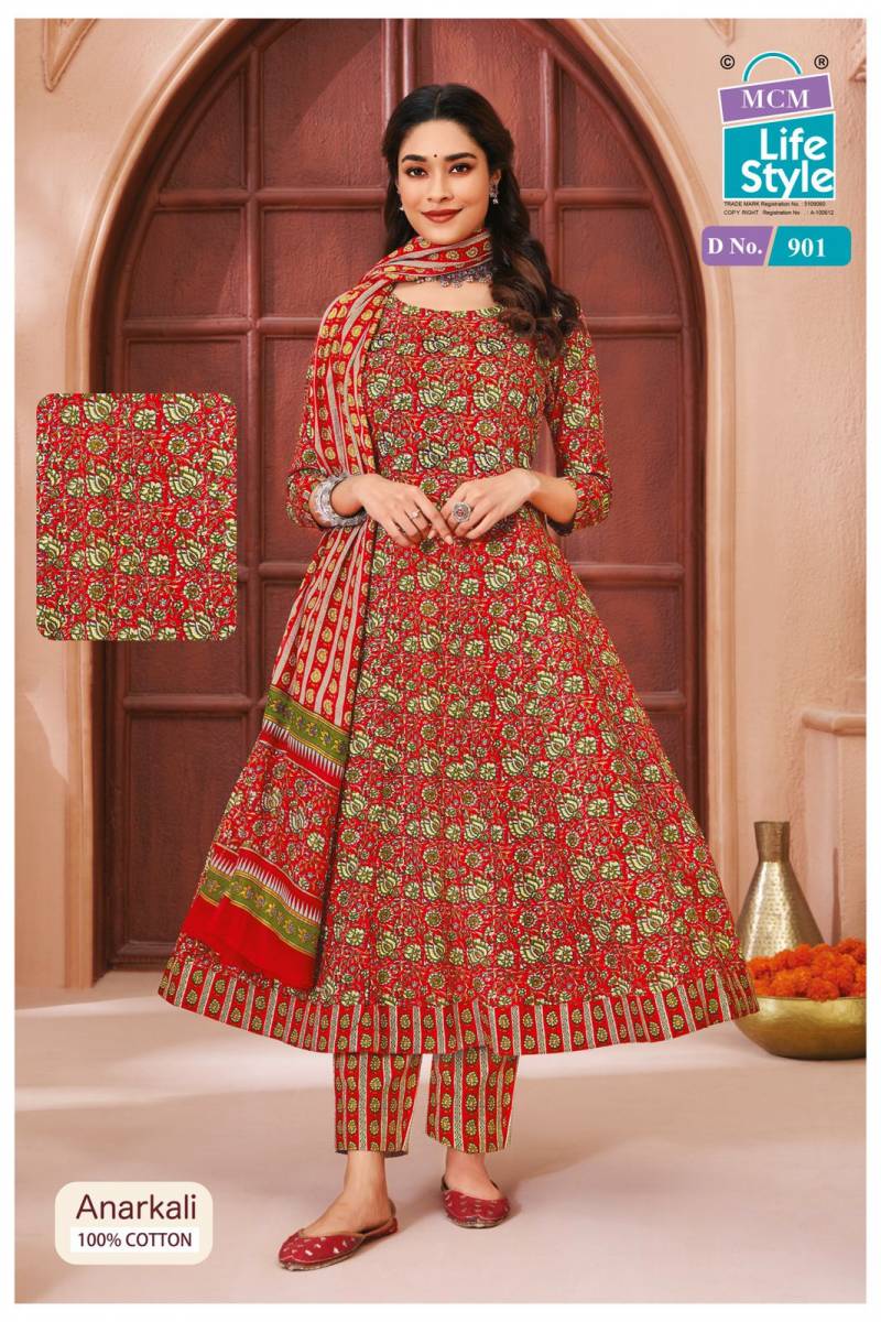 Mcm Anarkali Vol 9 Readymade Cotton Printed Kurti With Bottom Dupatta