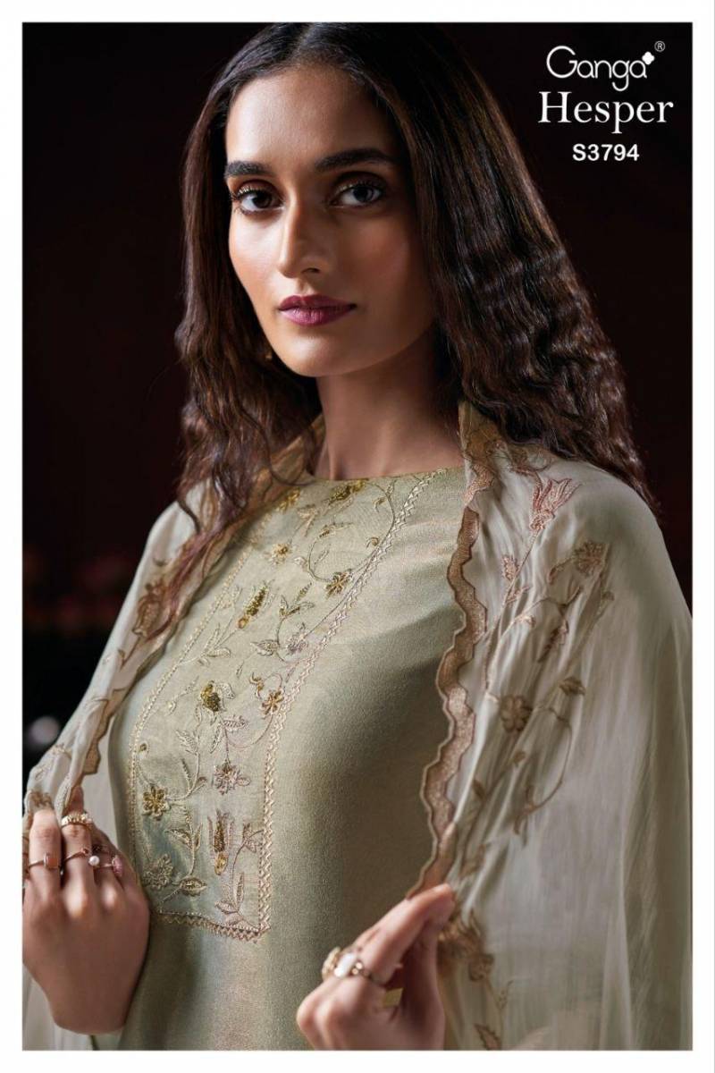 Ganga Hesper 3794 Bemberg Silk Embroidery Work Salwar Kameez