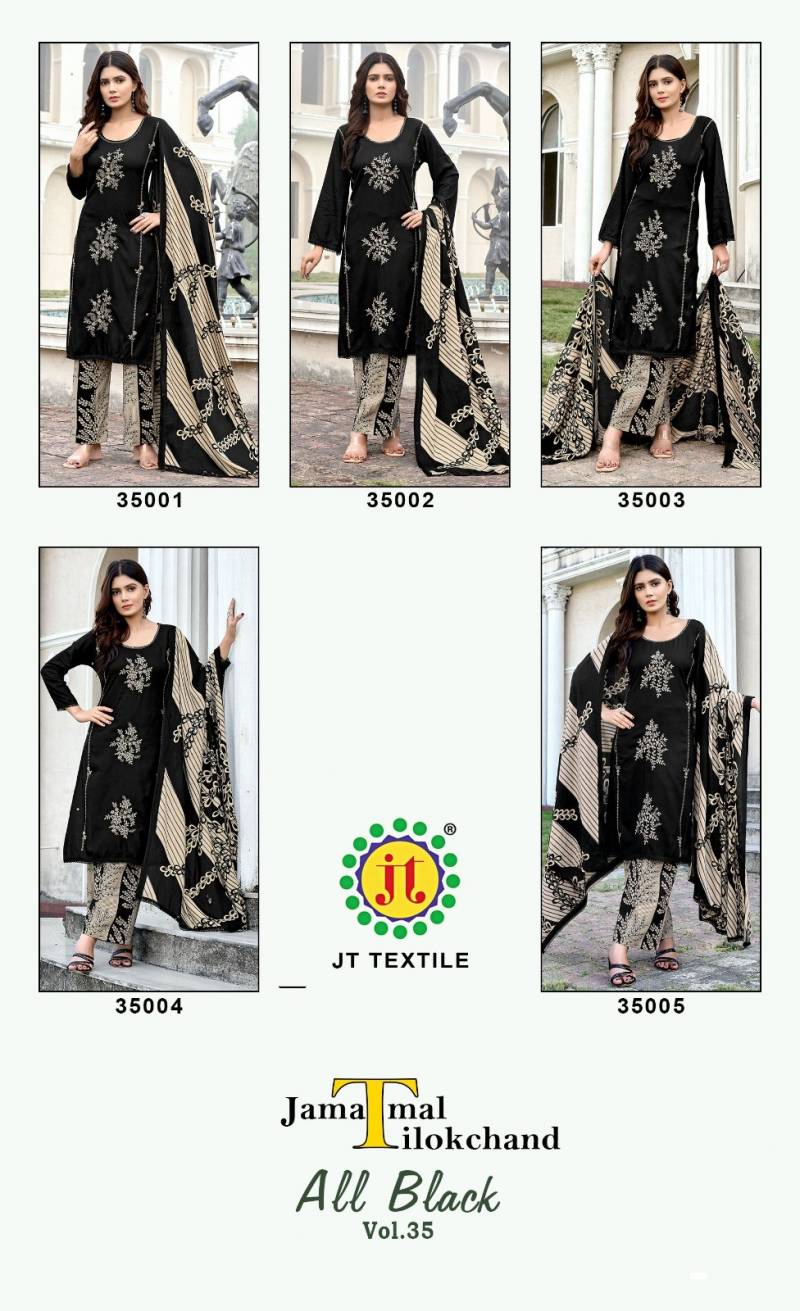 Jt All Black Vol 35 Rayon Sequence Embroidery Work Dress Material