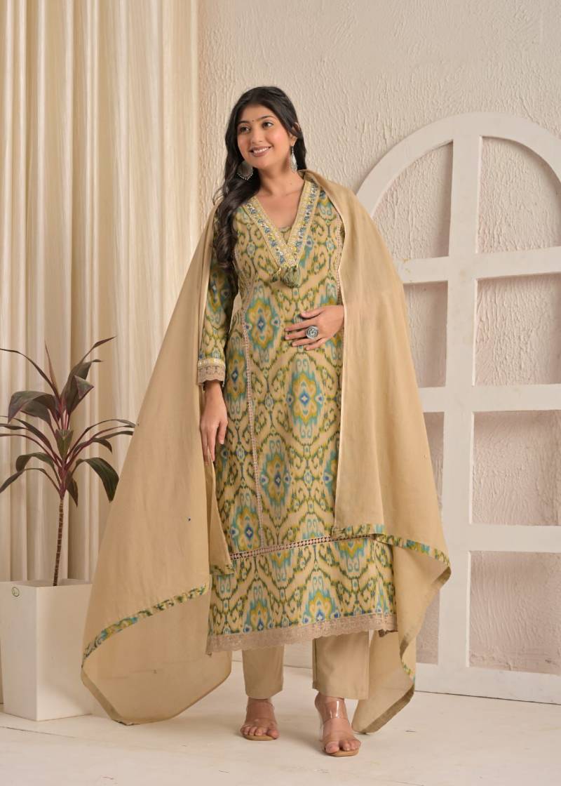 Naisha K 489 Cotton Stylish Casual Wear Kurti Pant And Dupatta