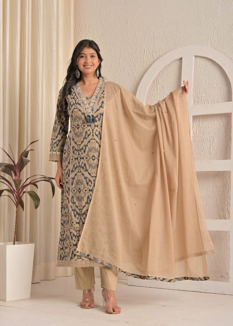 Naisha K 489 Cotton Stylish Casual Wear Kurti Pant And Dupatta