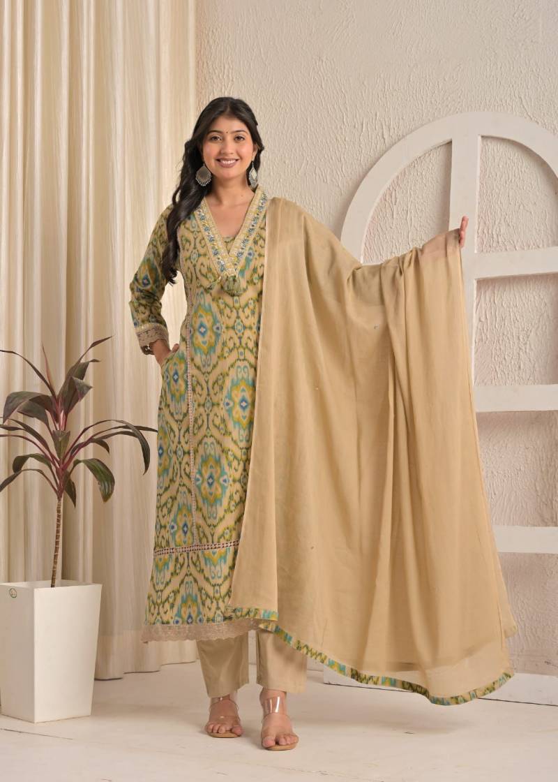 Naisha K 489 Cotton Stylish Casual Wear Kurti Pant And Dupatta
