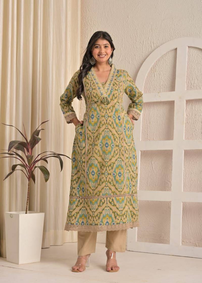 Naisha K 489 Cotton Stylish Casual Wear Kurti Pant And Dupatta