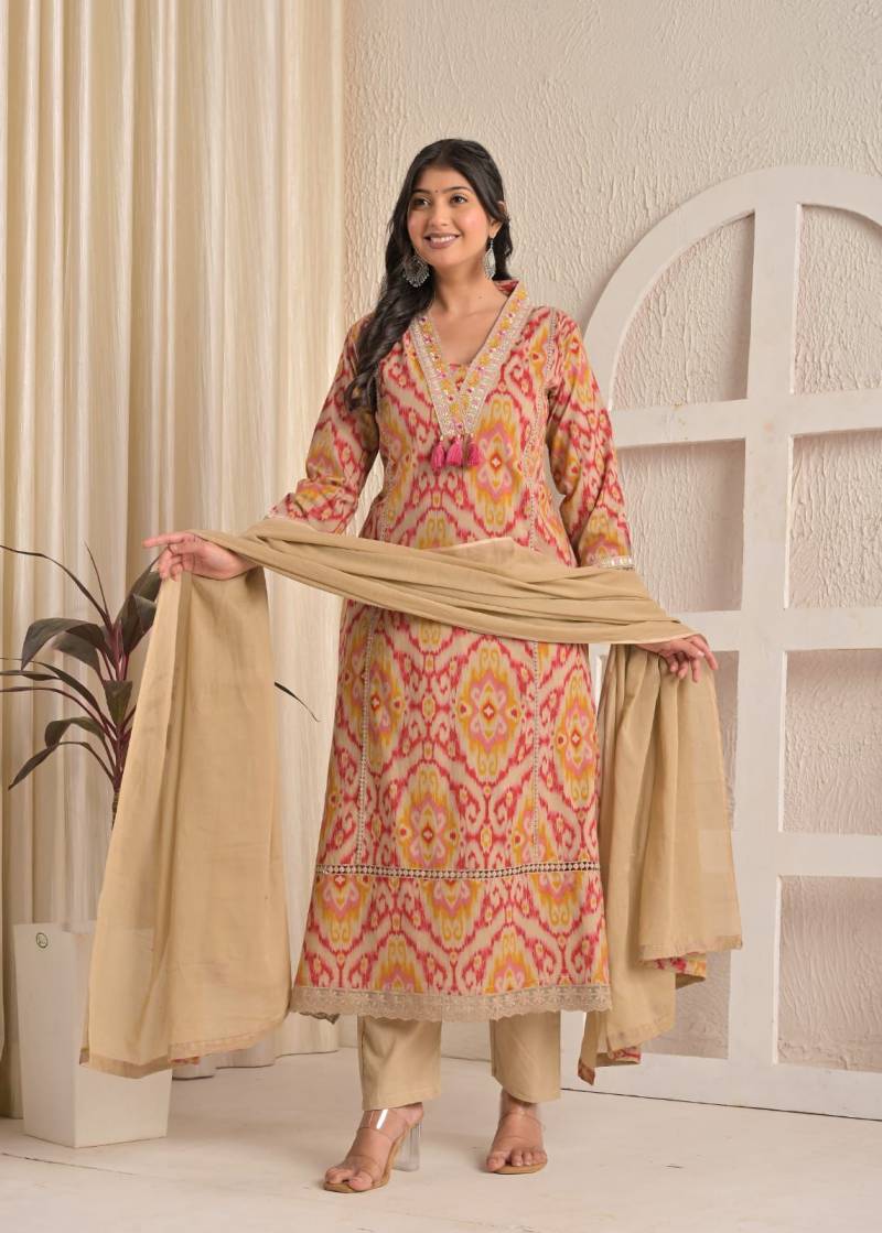 Naisha K 489 Cotton Stylish Casual Wear Kurti Pant And Dupatta