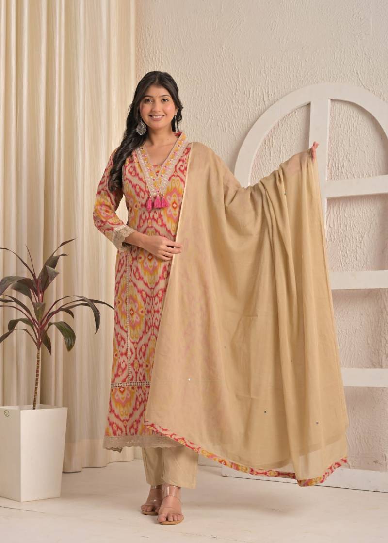 Naisha K 489 Cotton Stylish Casual Wear Kurti Pant And Dupatta