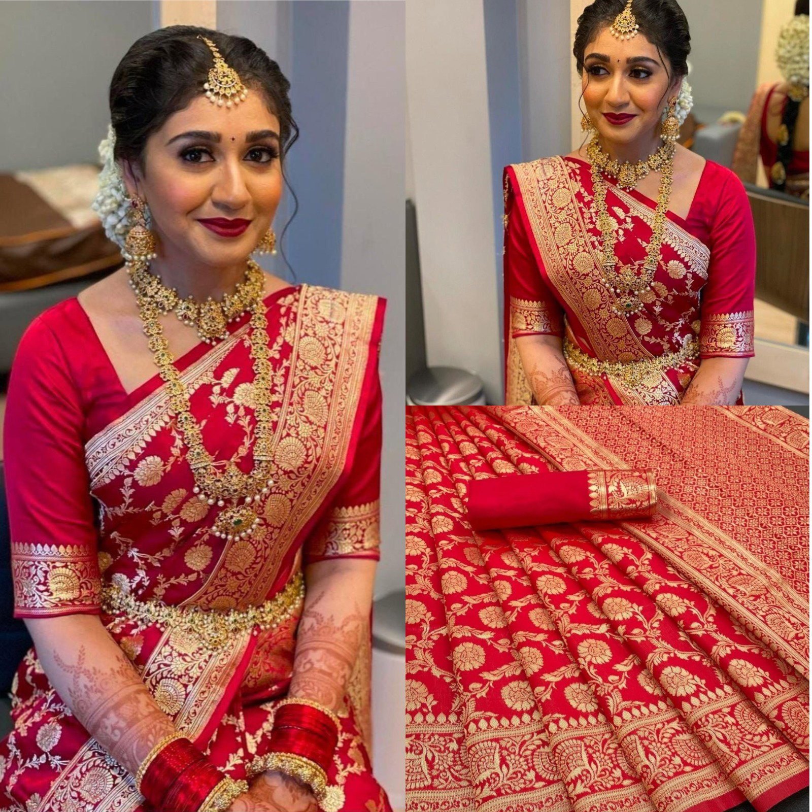 SF 02 Soft Lichi Silk Jacquard Work All Over Saree