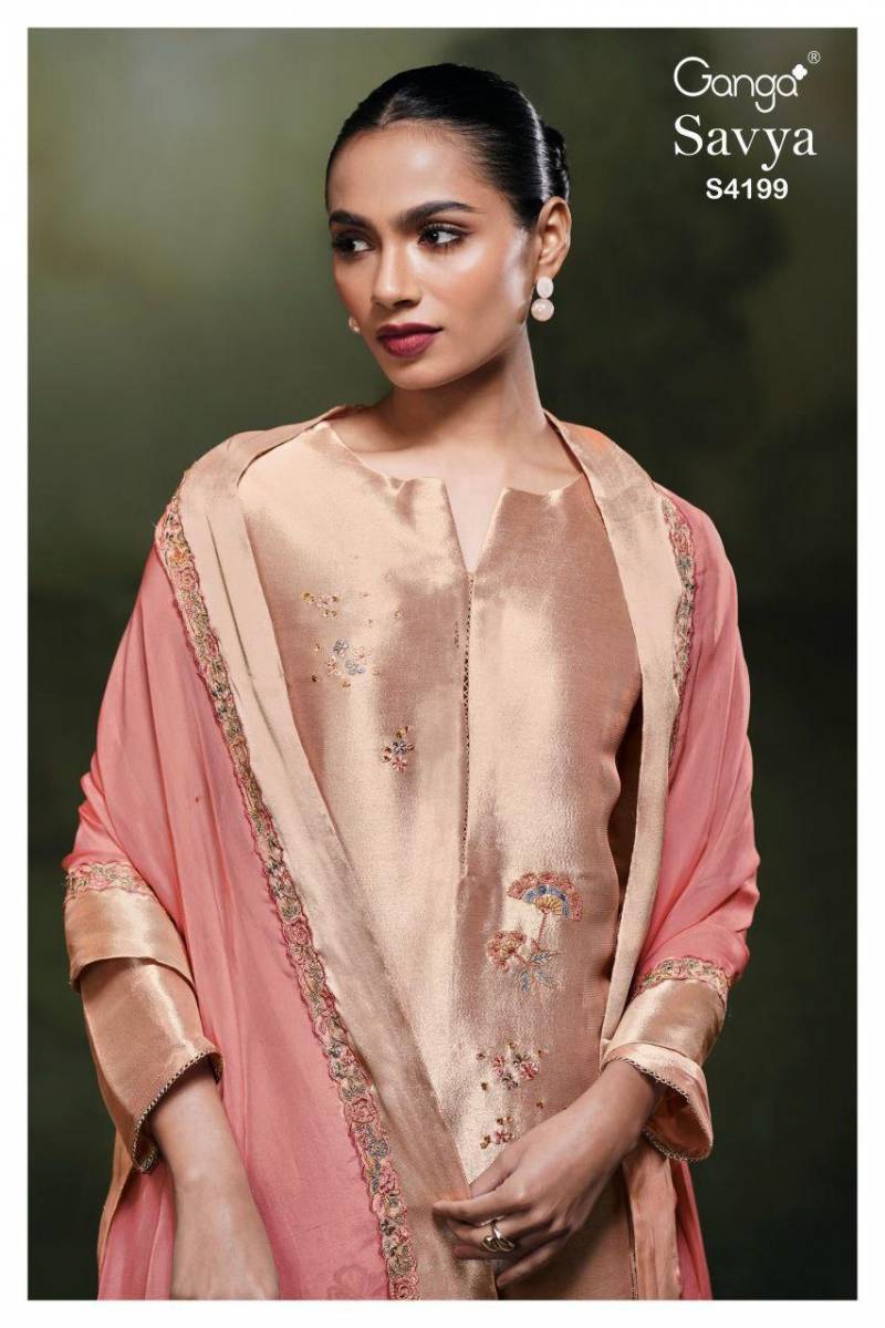 Ganga Savya 4199 Bemberg Silk Embroidery Work Salwar Kameez