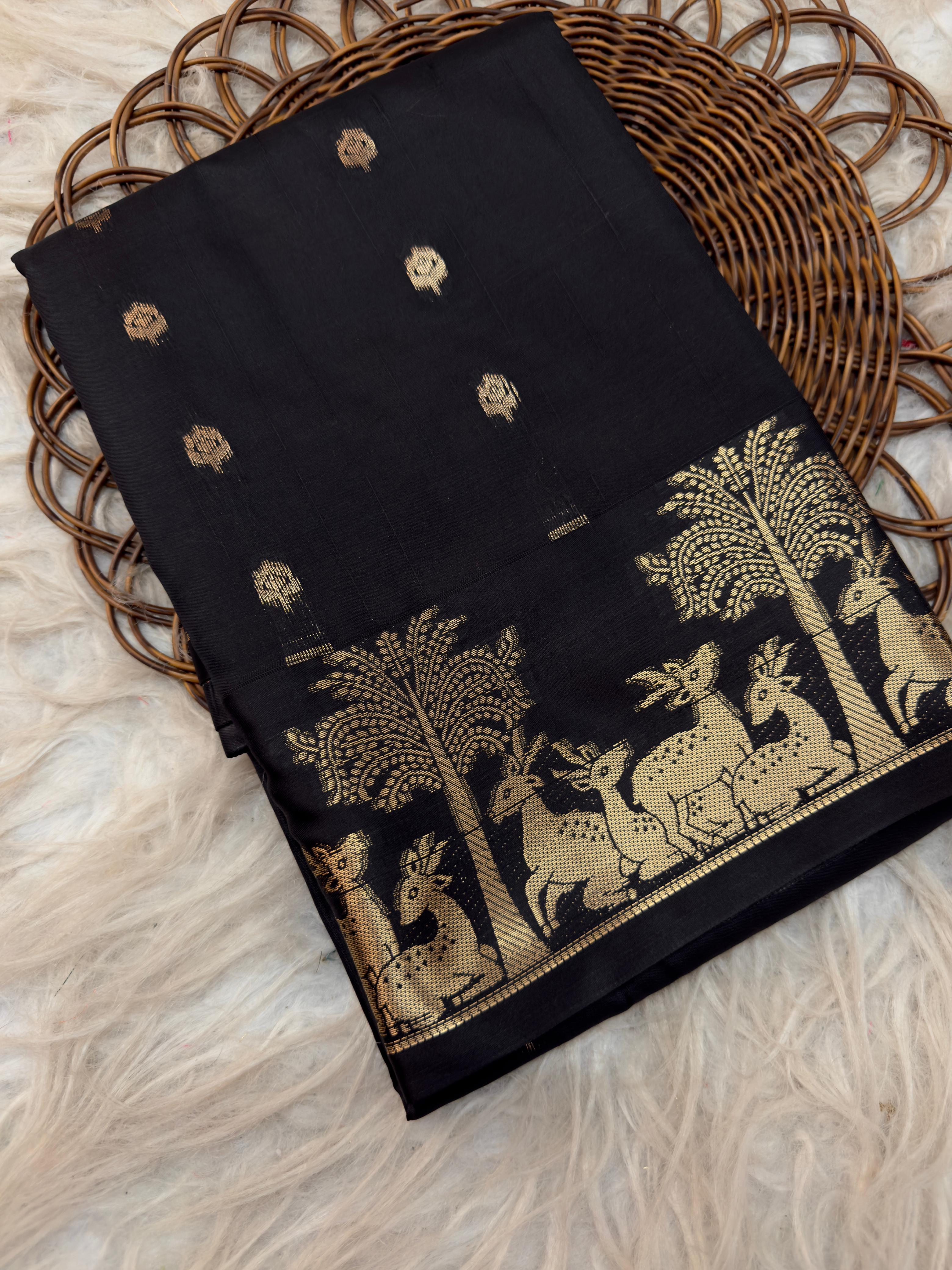 SF 03 Mysore Silk Zari Border And Butta Work Saree