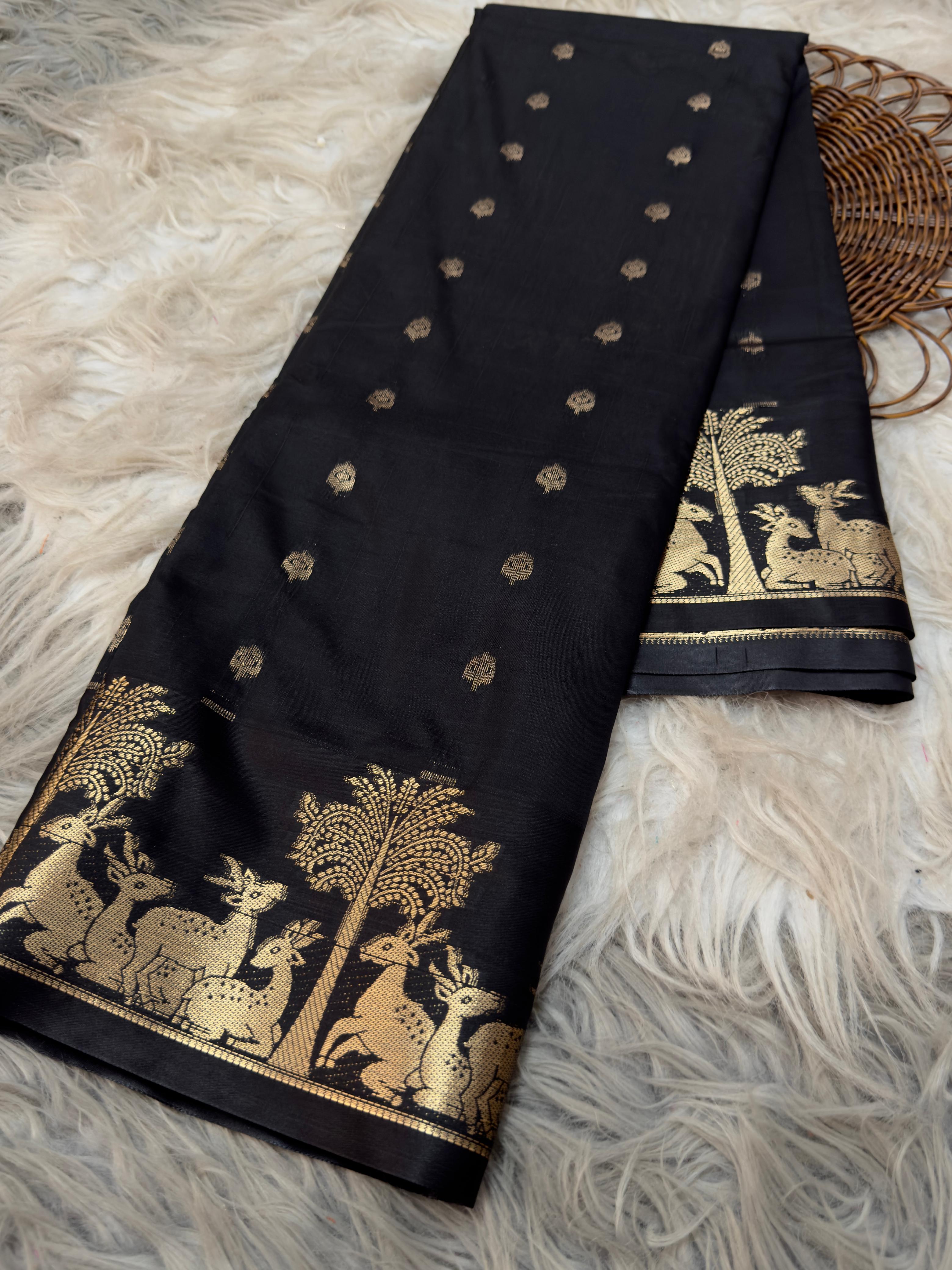 SF 03 Mysore Silk Zari Border And Butta Work Saree
