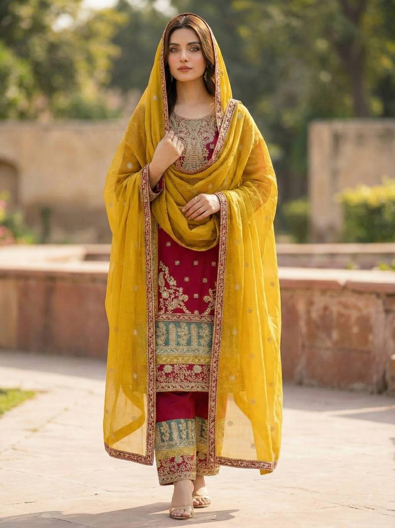 Kb 3306 Super Hit Chinon Embroidery Sequins Worked Designer Salwar Kameez