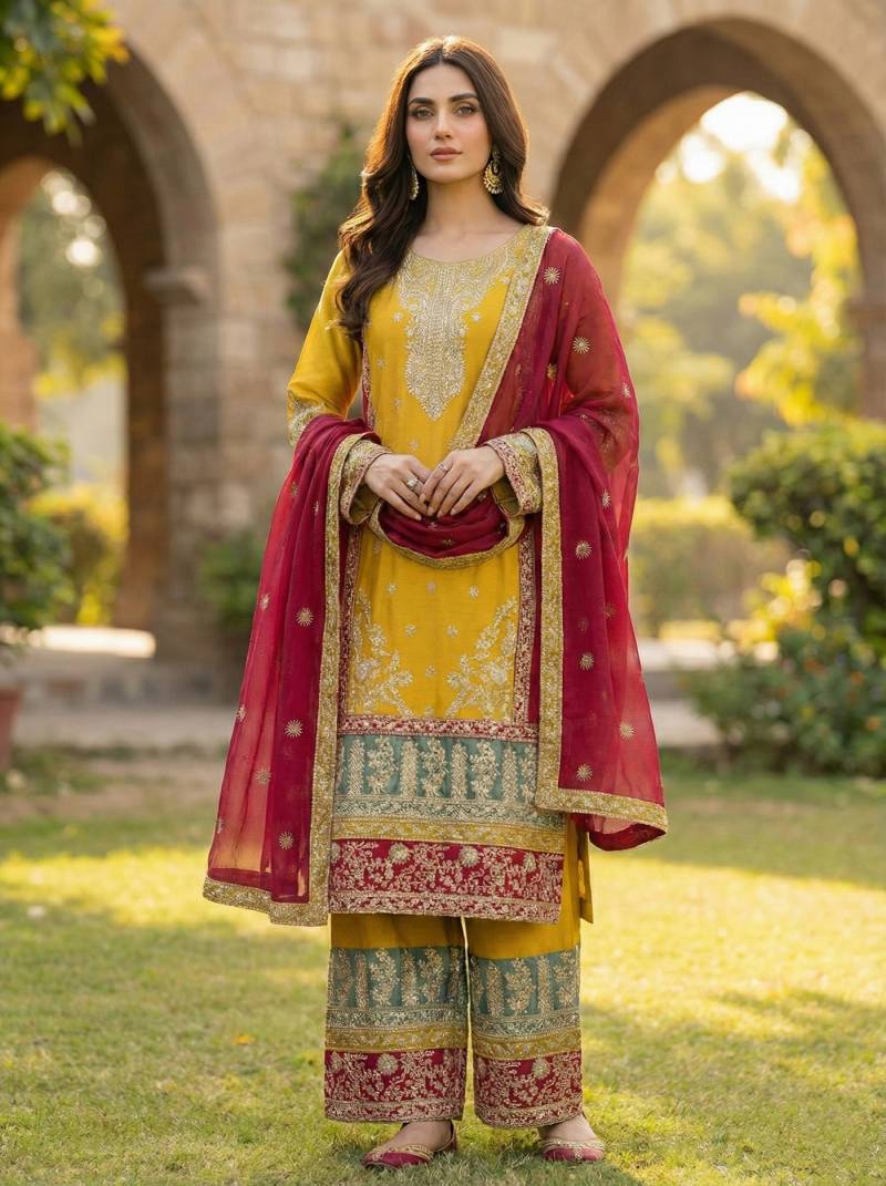 Kb 3306 Super Hit Chinon Embroidery Sequins Worked Designer Salwar Kameez