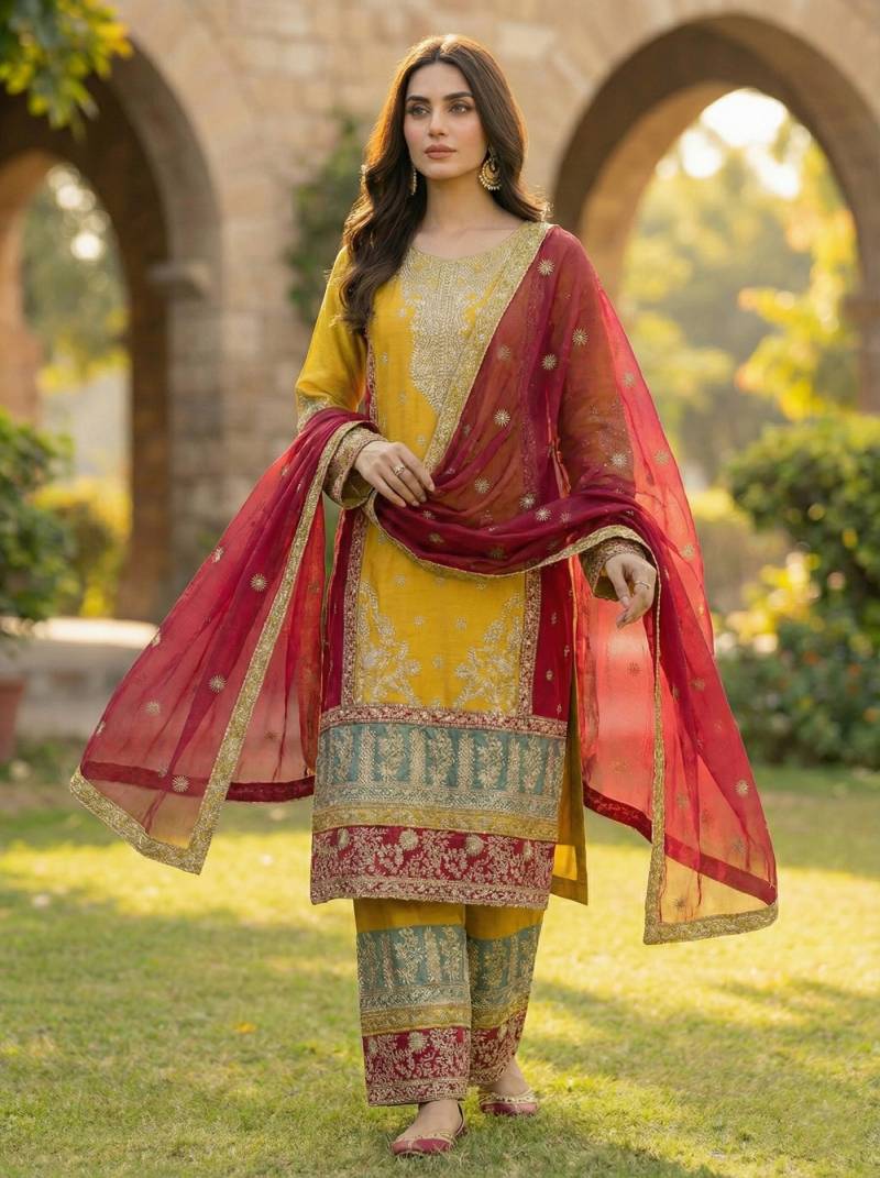 Kb 3306 Super Hit Chinon Embroidery Sequins Worked Designer Salwar Kameez