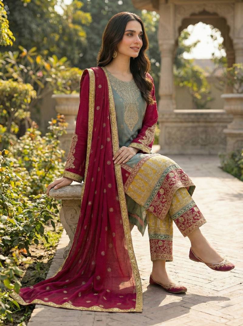 Kb 3306 Super Hit Chinon Embroidery Sequins Worked Designer Salwar Kameez