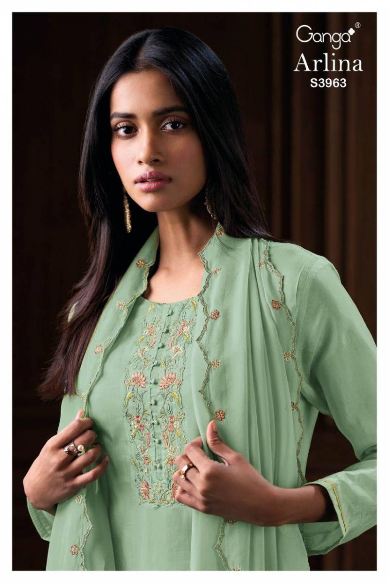 Ganga Arlina 3963 Bemberg Hadutai Embroidery Work Salwar Kameez