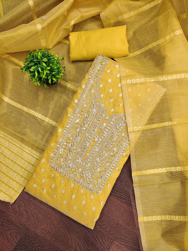 Navya Suit 174 Party Wear Unstitched Embroidery Worked Shimmer Butti Silk top with Bottom and Dupatta Suit