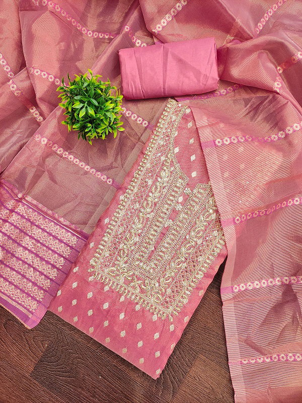 Navya Suit 174 Party Wear Unstitched Embroidery Worked Shimmer Butti Silk top with Bottom and Dupatta Suit
