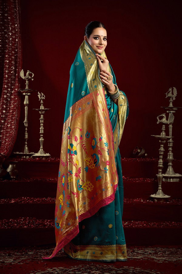 Meera 312 Party Wear Zari Weaving Worked Paithani Silk Saree with Un Stitched Blouse