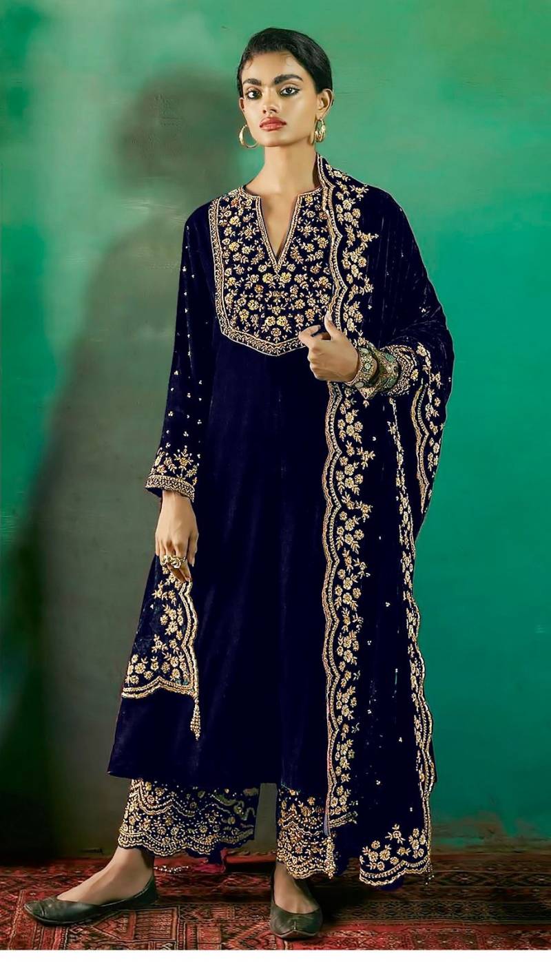 Florent 1016 A To D Velvet Embroidery Work Pakistani Salwar Kameez
