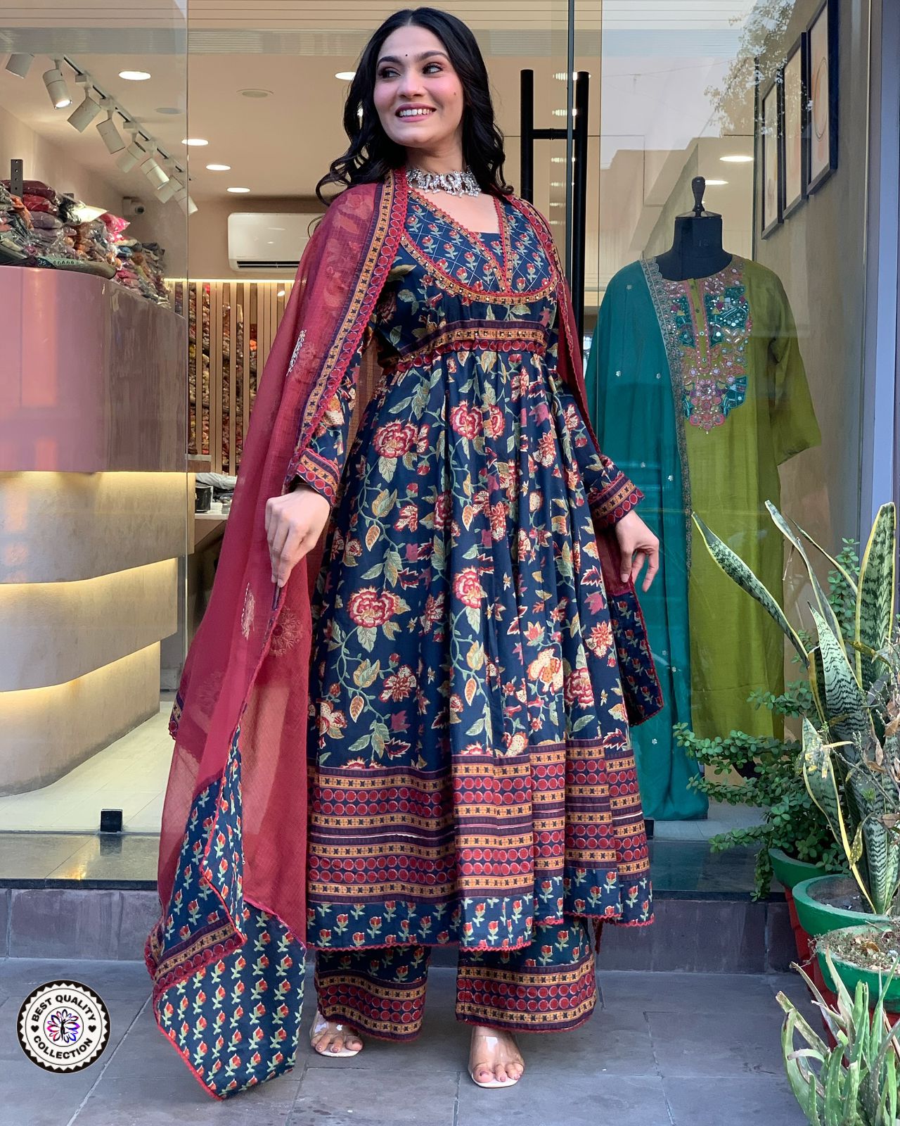 Lekha KL 3106 Cotton Printed Full Flair Kurti Bottom With Dupatta