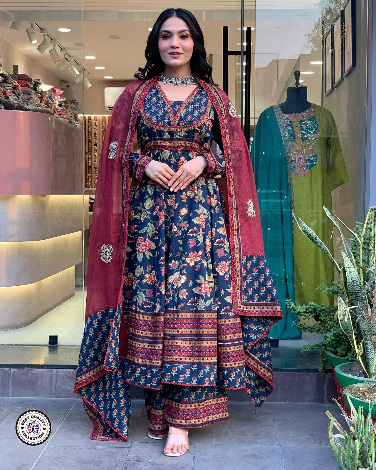 Lekha KL 3106 Cotton Printed Full Flair Kurti Bottom With Dupatta