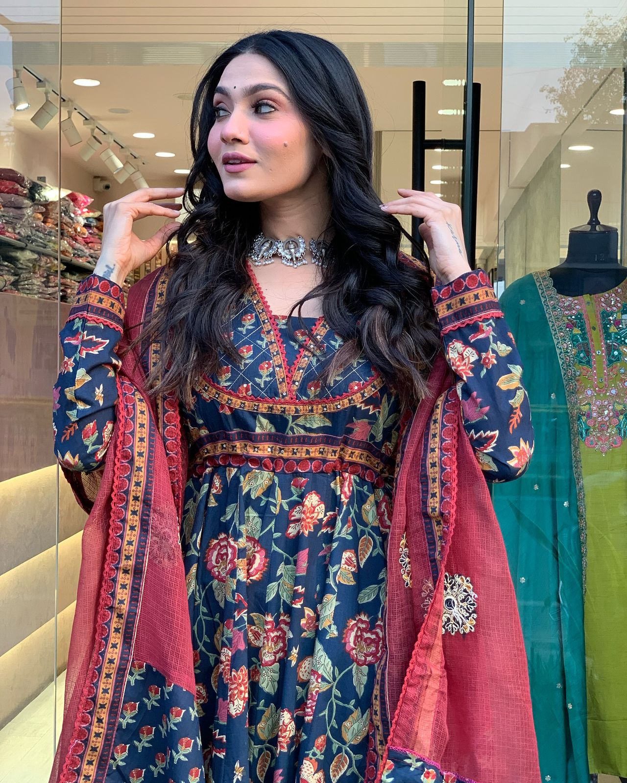 Lekha KL 3106 Cotton Printed Full Flair Kurti Bottom With Dupatta