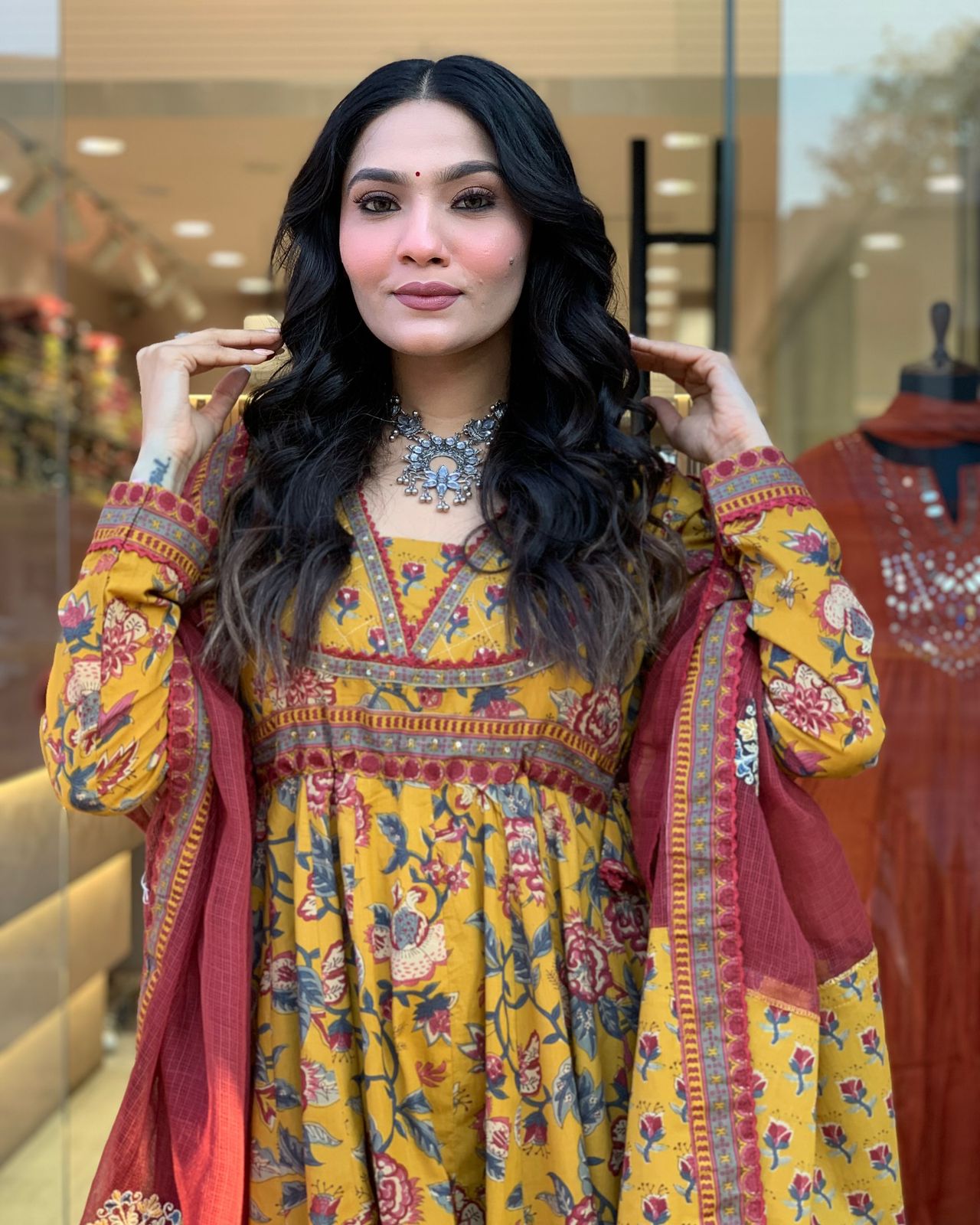Lekha KL 3106 Cotton Printed Full Flair Kurti Bottom With Dupatta