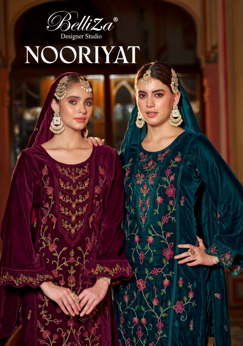 Belliza Nooriyat Vol 2 Velvet Embroidery Work Dress Material Collection