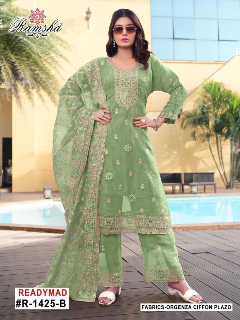 Ramsha R 1425 A To D Organza Embroidery Work Pakistani Salwar Kameez