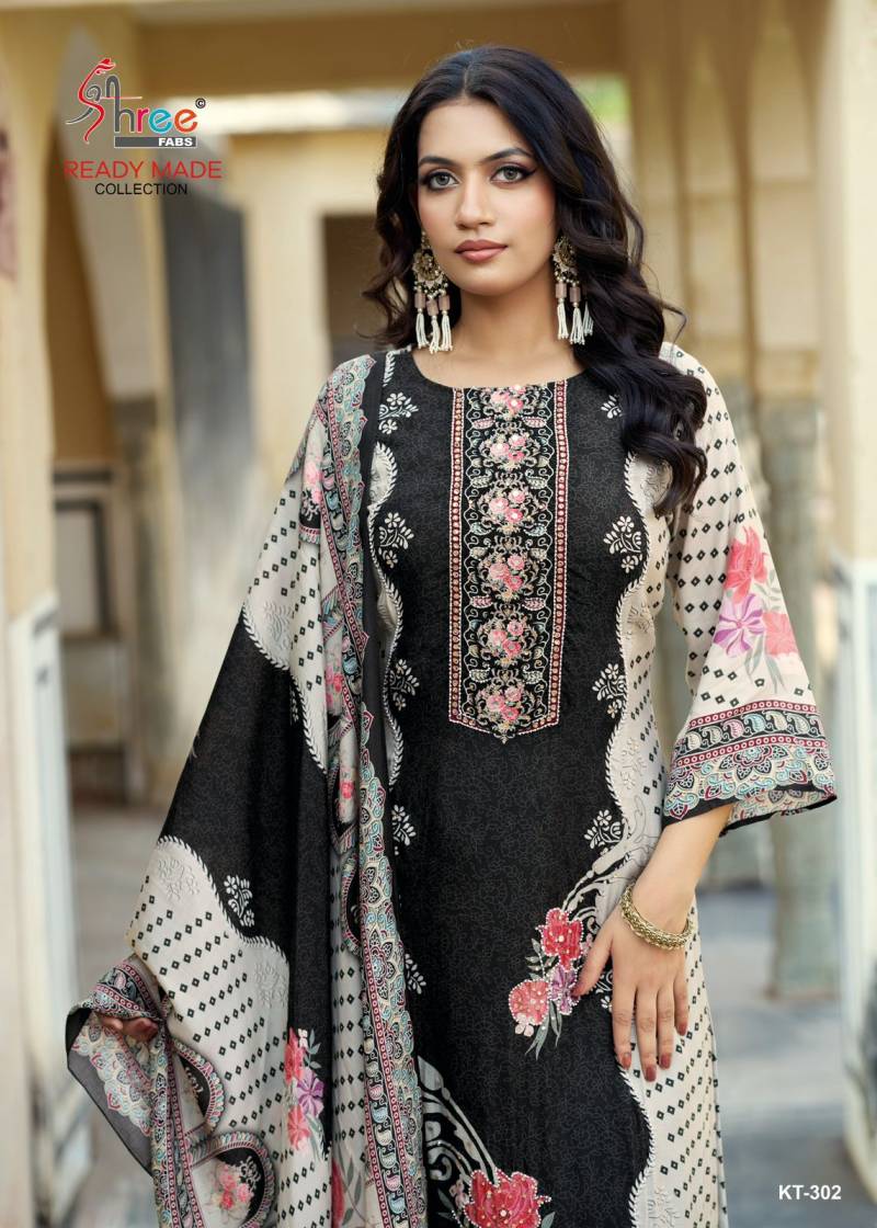 Shree Kt 302 Viscose Maslin Digital Printed With Work Salwar Kameez