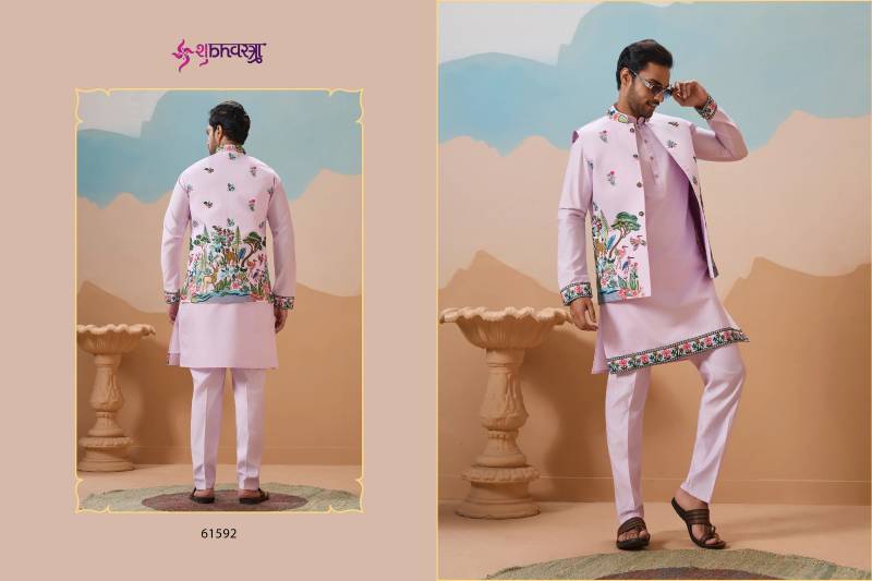 Shubhvastra Vantara Viscose Silk Threadwork Kurta Bottom Koti Collection