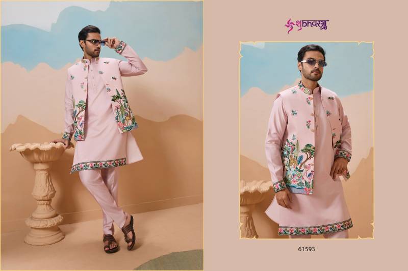 Shubhvastra Vantara Viscose Silk Threadwork Kurta Bottom Koti Collection