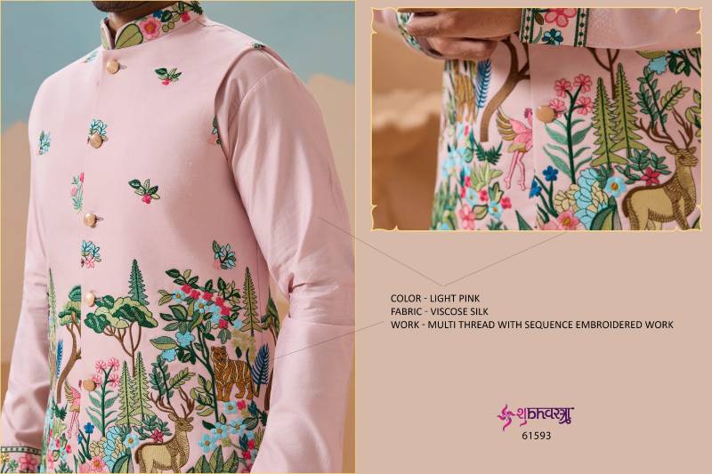 Shubhvastra Vantara Viscose Silk Threadwork Kurta Bottom Koti Collection