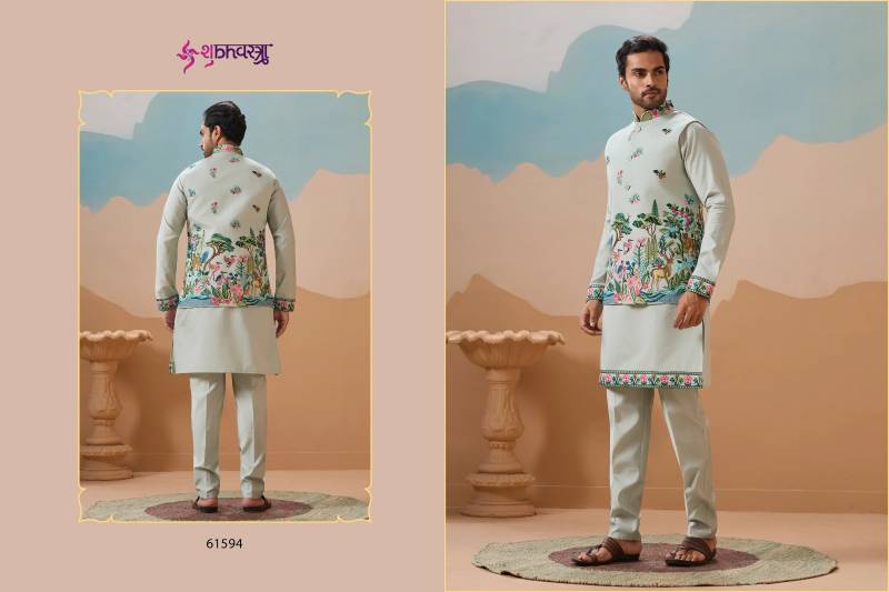Shubhvastra Vantara Viscose Silk Threadwork Kurta Bottom Koti Collection