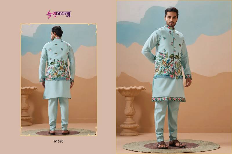 Shubhvastra Vantara Viscose Silk Threadwork Kurta Bottom Koti Collection