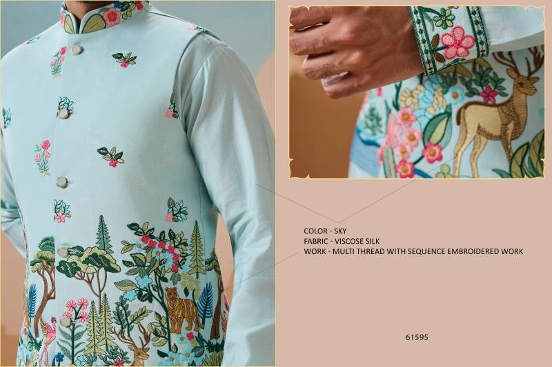 Shubhvastra Vantara Viscose Silk Threadwork Kurta Bottom Koti Collection