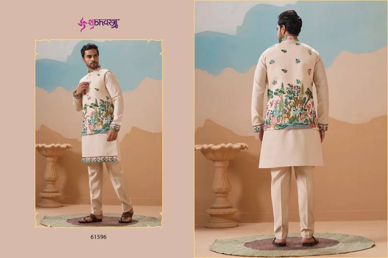 Shubhvastra Vantara Viscose Silk Threadwork Kurta Bottom Koti Collection