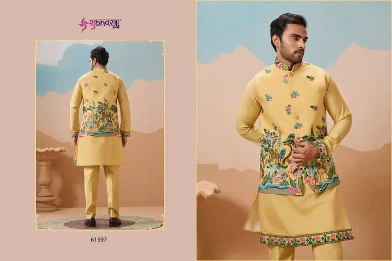 Shubhvastra Vantara Viscose Silk Threadwork Kurta Bottom Koti Collection